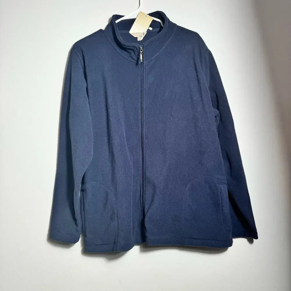 Anthology Unisex Navy Full‎ Zip Fleece Jacket Sweater Sz 16/18 - Picture 13 of 14